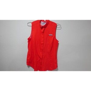 Columbia Tamiami Shirt Womens XL Red Sleeveless Fishing Vented
